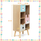 HONEY JOY Kids Bookshelf, Toy Box Storage Chest w/4 Compartments, 3 Sliding Drawers & Anti-toppling Design