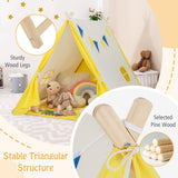 HONEY JOY Kids Play Tent, Triangular Kids & Toddlers Tent with Solid Wood Frame