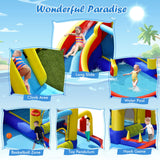 HONEY JOY Inflatable Water Slide, 7-in-1 Outdoor Kids Water Bounce House Jumping Castle