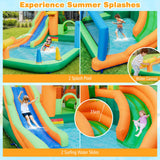 HONEY JOY Inflatable Water Slide, Kids Water Park w/Long Slides, Splash Pools, Climbing Wall, Water Gun