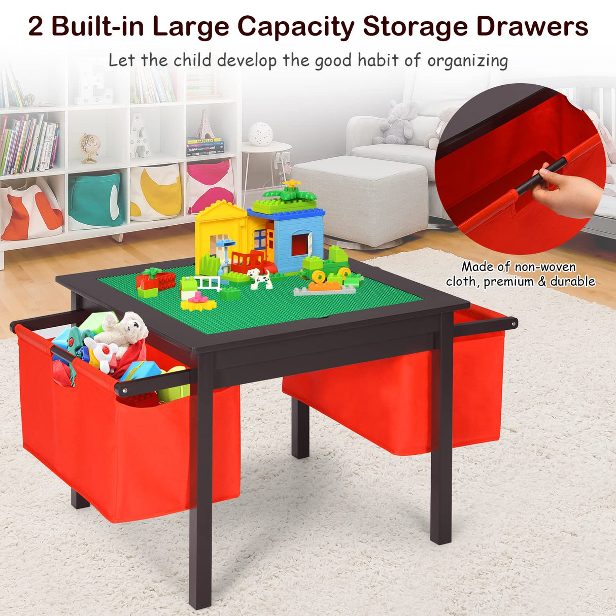 HONEY JOY 2-in-1 Kids Activity Table & Chair Set with Storage