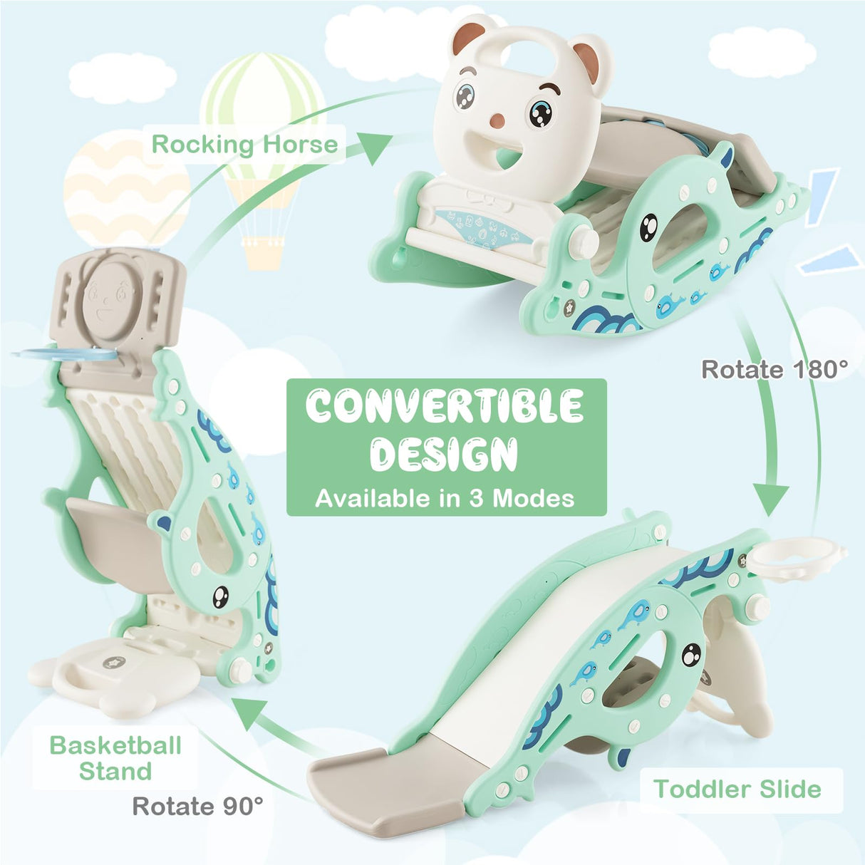 HONEY JOY 4-in-1 Kids Slide Rocking Toy