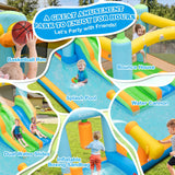 HONEY JOY Inflatable Water Slide, Kids Jumping Castle Bounce House w/Dual Slides, Boxing Sandbag, Splash Pool