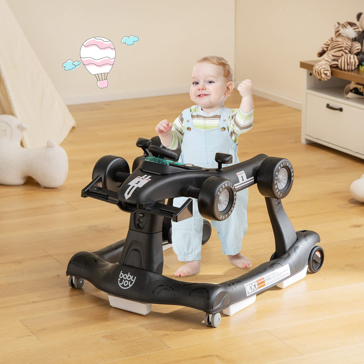 BABY JOY 4-in-1 Baby Walker, Foldable Activity Car Baby Walker