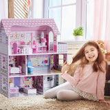 HONEY JOY Dollhouse with 8Pcs Furniture