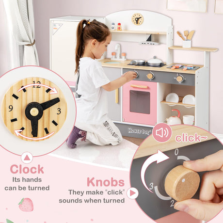 HONEY JOY Kids Little Chef Play Kitchen Set, Role Play Pretend Kitchen w/Range Hood