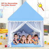 BABY JOY Kids Play Tent, Children Play House w/Solid Wood Frame & Cotton Mat