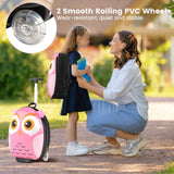 BABY JOY 2 PCs Kids Luggage Set, 16" Kids Rolling Suitcase w/ 12" Backpack