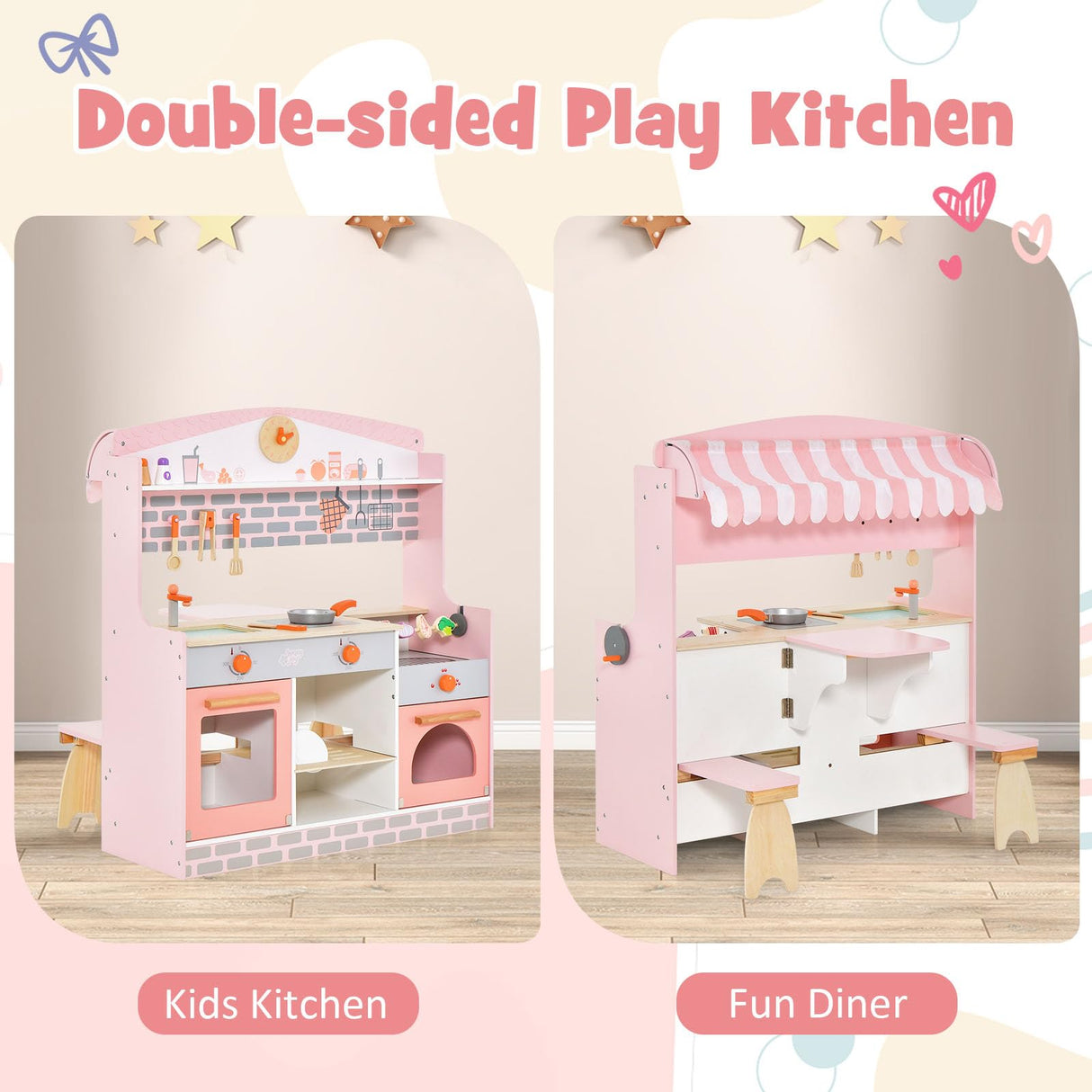 HONEY JOY 2 in 1 Kids Kitchen & Restaurant