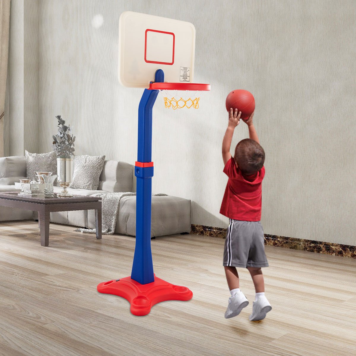 HONEY JOY Kids Basketball Hoop 160-210 cm Adjustable Height Kids Medium Basketball Goal Stand