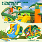 HONEY JOY 8-in-1 Kids Inflatable Bounce House, Tropical Palm Theme Jumping Castle (with 680W Blower)