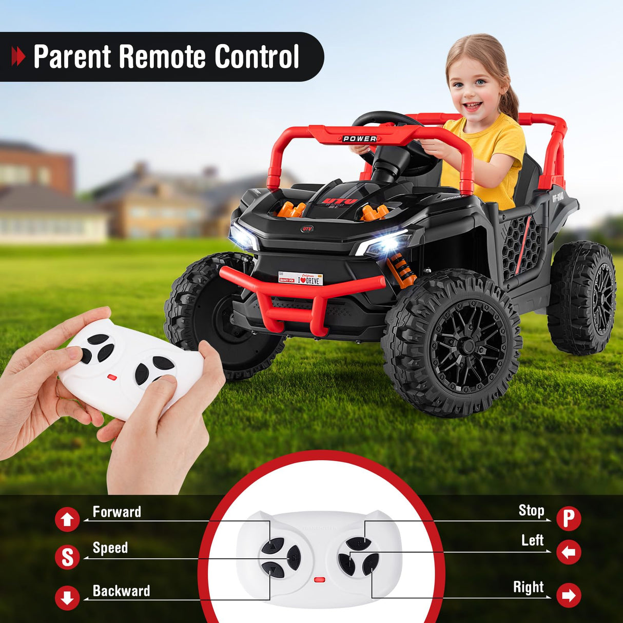 HONEY JOY 12V Kids Ride on Car, Battery Powered UTV Kids Truck w/Parental Remote