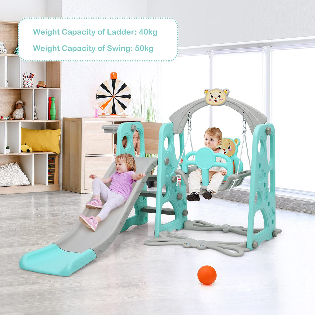 HONEY JOY 4 in 1 Toddler Slide and Swing Set