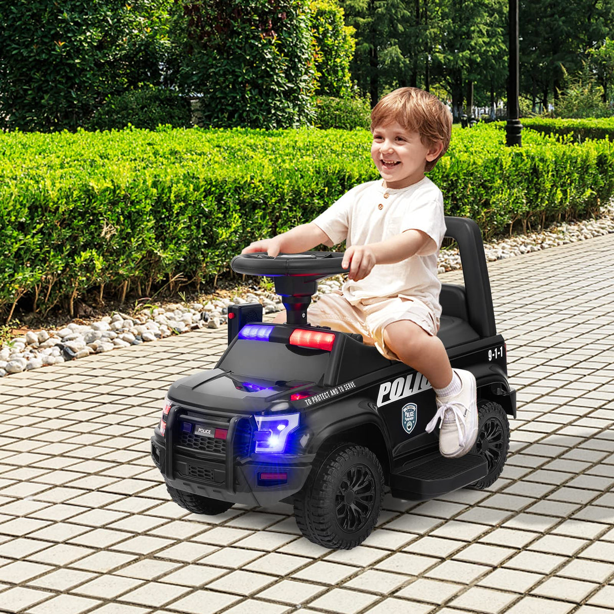 Kids Ride On Police Car 6V Electric Ride-on Vehicle Patrol Car for 18-60 Months