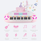 HONEY JOY 37 Keys Kids Piano Keyboard, Electric Organ Musical Instruments with Microphone & Stool (Pink)