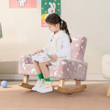 HONEY JOY Kids Rocking Chair, Glow in The Dark,Upholstered Flannel Children Rocker with Solid Poplar Wood Rocking Feet