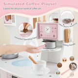 HONEY JOY All-in-1 Wooden Kids Kitchen Playset, Pretend Play Kitchen w/Coffee Maker