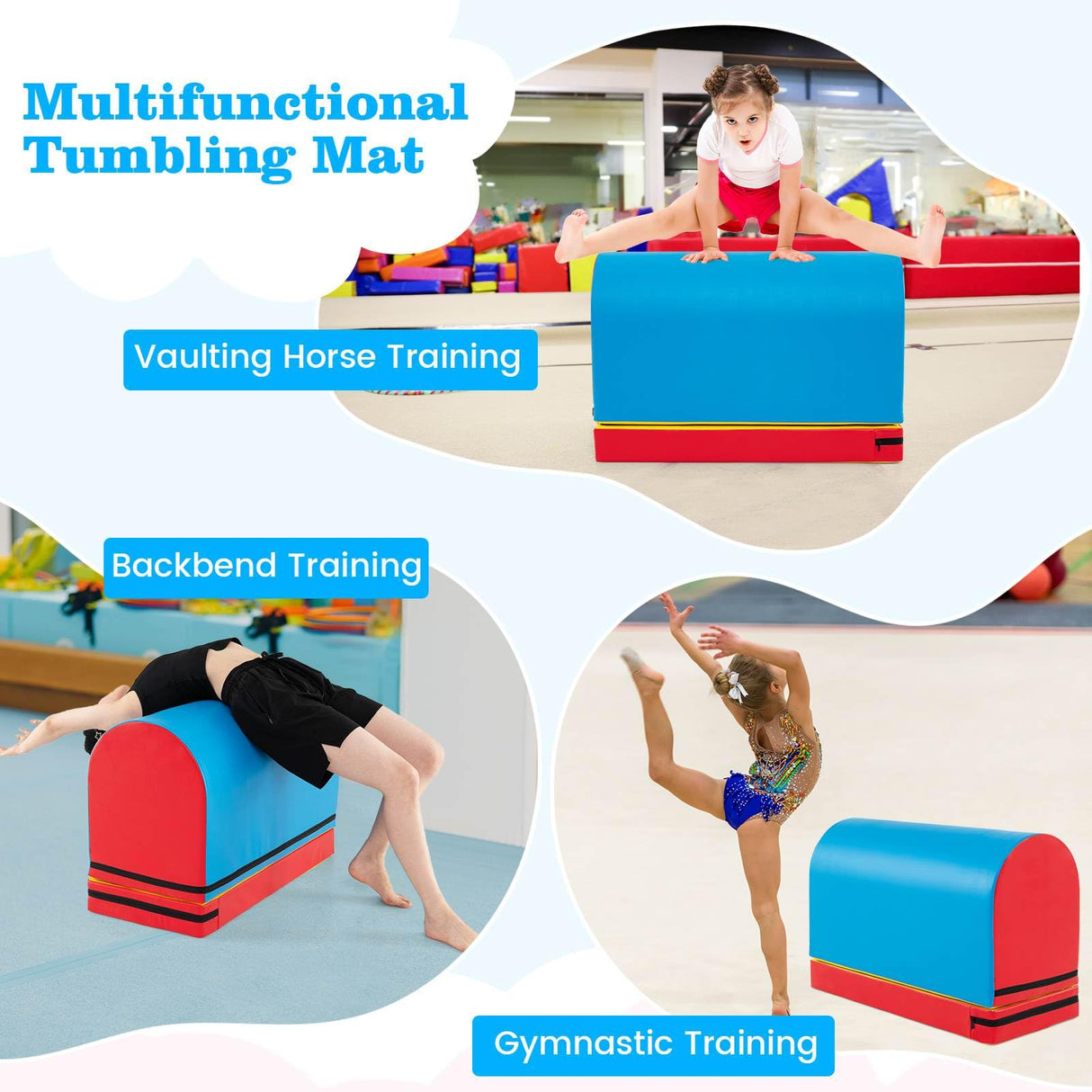 Mailbox Tumbling Aid Trainer, Gymnastics Vaulting Box w/ Detachable Mat