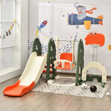 HONEY JOY Kids Slide and Swing Set, 6-in-1 Toddler Climber Slide Playset w/Basketball Hoop, Football Gate & Golf Hole