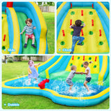 HONEY JOY Inflatable Water Slide, 452 x 365 x 233CM Giant Water Park for Kids w/Double Long Slides (Without Blower)