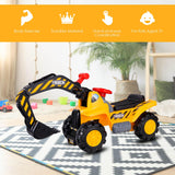 HONEY JOY Kids Ride On Excavator, Outdoor Digger Scooper Pulling Cart W/Safety Helmet Horn Underneath Storage