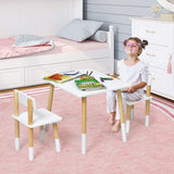 HONEY JOY Kids Table and Chairs Set, 3 Pieces Table Furniture for Toddler Drawing Reading Arts Crafts Snack Time