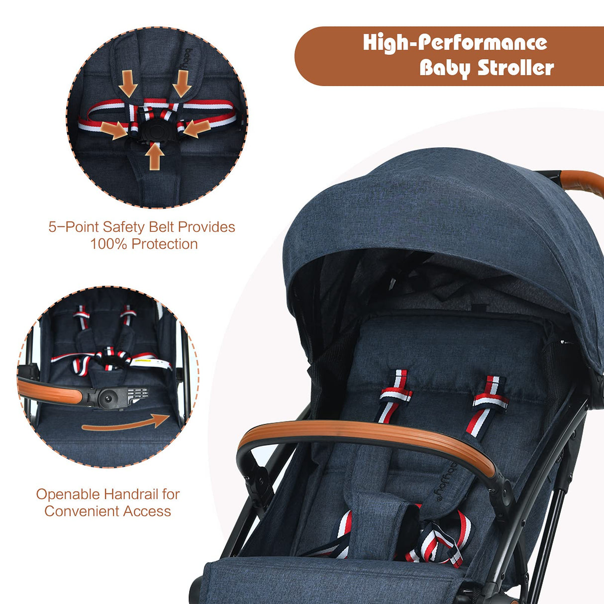 BABY JOY Lightweight Baby Stroller, Compact Toddler Travel Stroller for Airplane, Infant Stroller w/ 5-Point Harness