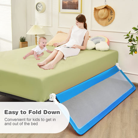 BABY JOY Bed Rails for Toddlers, 180cm Extra Long, Swing Down Bed Guard