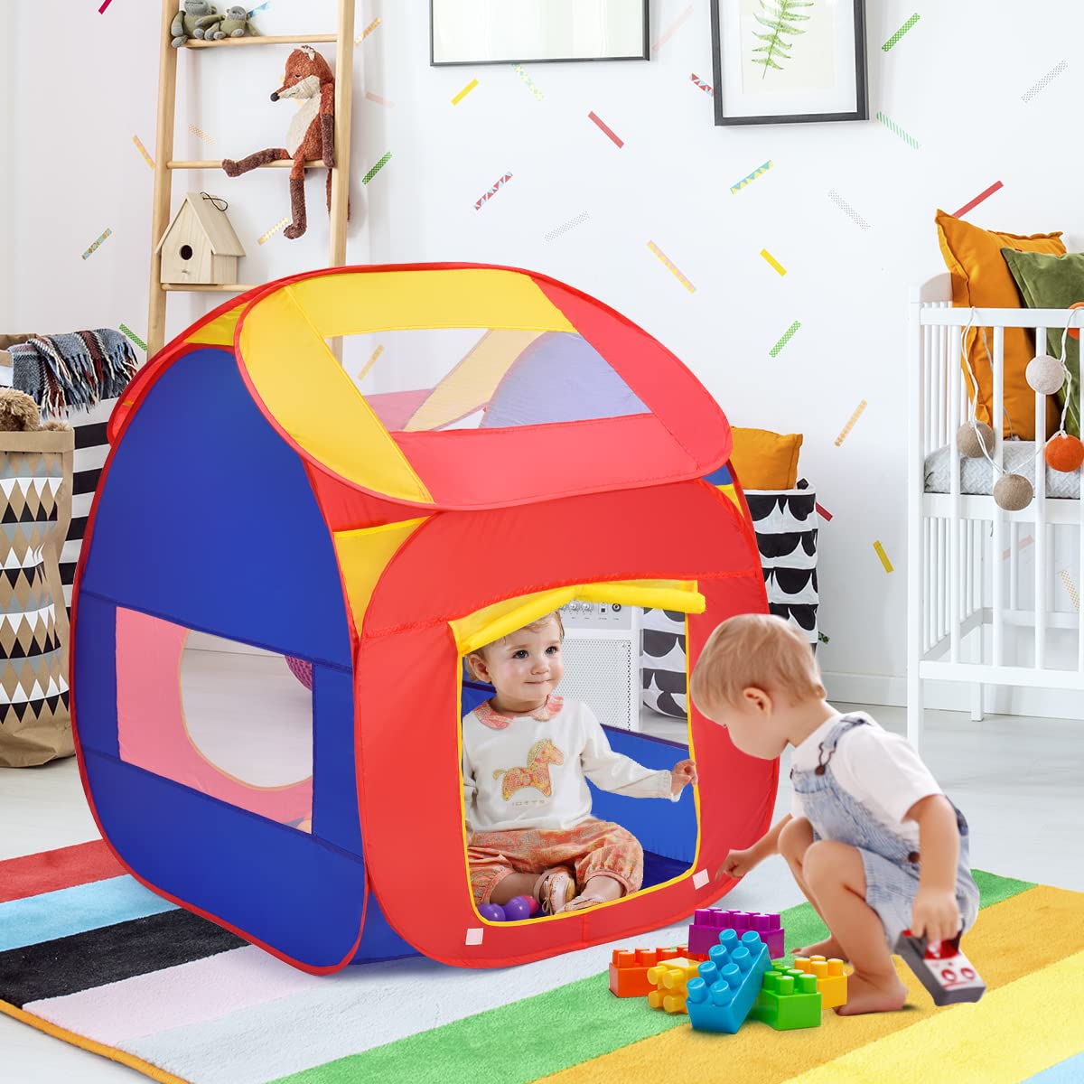 BABY JOY Kids Play House, Children Pop Up Toys Play Tent with 100 Ocean Balls & Carry Bag