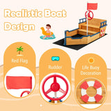 HONEY JOY Wooden Kids Sandbox Outdoor Play Sandpit Toy w/2-in-1 Storage Benches