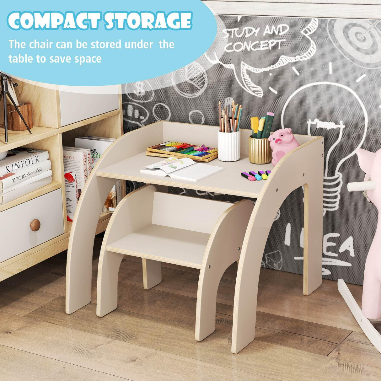 Kids Table and Chair Set Space-saving Activity Desk and Chair Set for Playroom