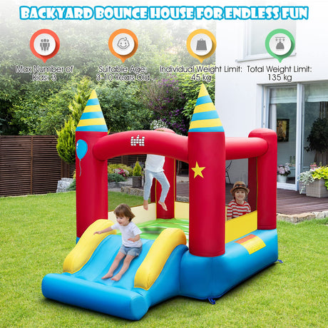 HONEY JOY Inflatable Bounce House, Kids Bouncy Castle w/Large Jumping Area & Wide Slide