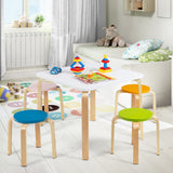 HONEY JOY 5 Pieces Kids Table & Chair Set, 1 Square Table & 4 Round Chairs