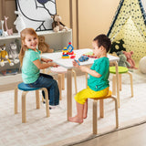 HONEY JOY 5 Pieces Kids Table & Chair Set, 1 Square Table & 4 Round Chairs