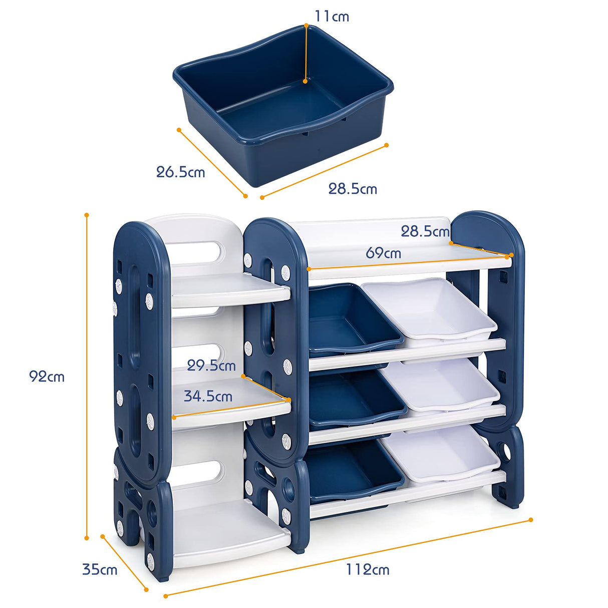 BABY JOY 2 in 1 Kids Toy Storage Organiser with Bookshelf and Toy Collection Shelves