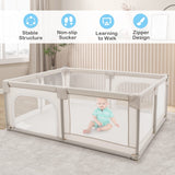 190 x 150 CM Large Baby Playpen, Extra Large Playard for Babies, Infant Safety Gates Indoor Outdoor, Activity Center with Breathable Mesh & Zipper Doors