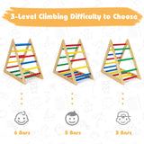 HONEY JOY Triangle Climber, Wooden Climbing Ladder Play Equipment for Kids