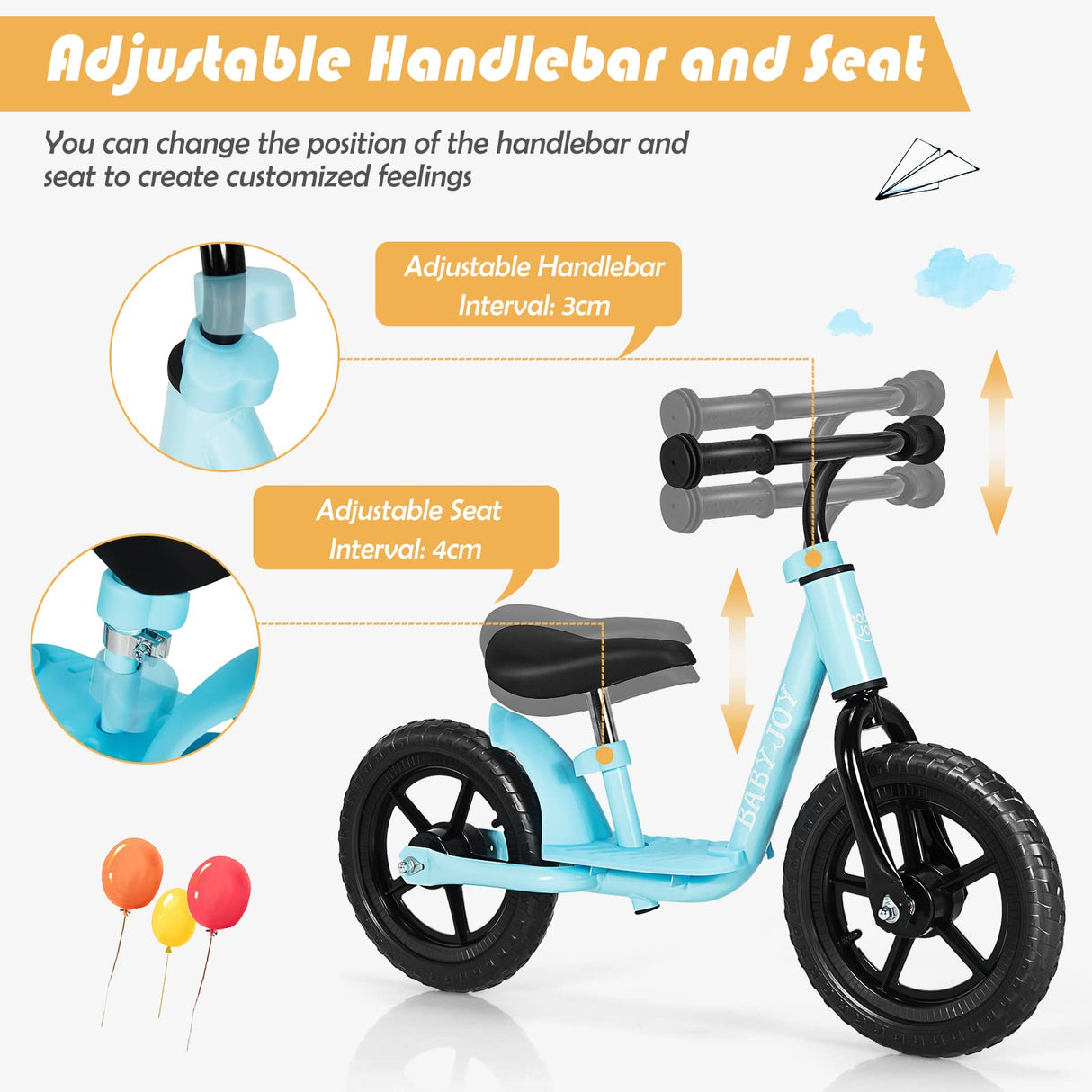 BABY JOY Kids Balance Bike Lightweight Balance Bike for Toddlers and Kids