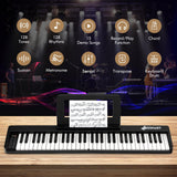 HONEY JOY Foldable 61-Key Piano Keyboard, Portable Electric Piano w/Full Size Keys, Music Stand (Black)