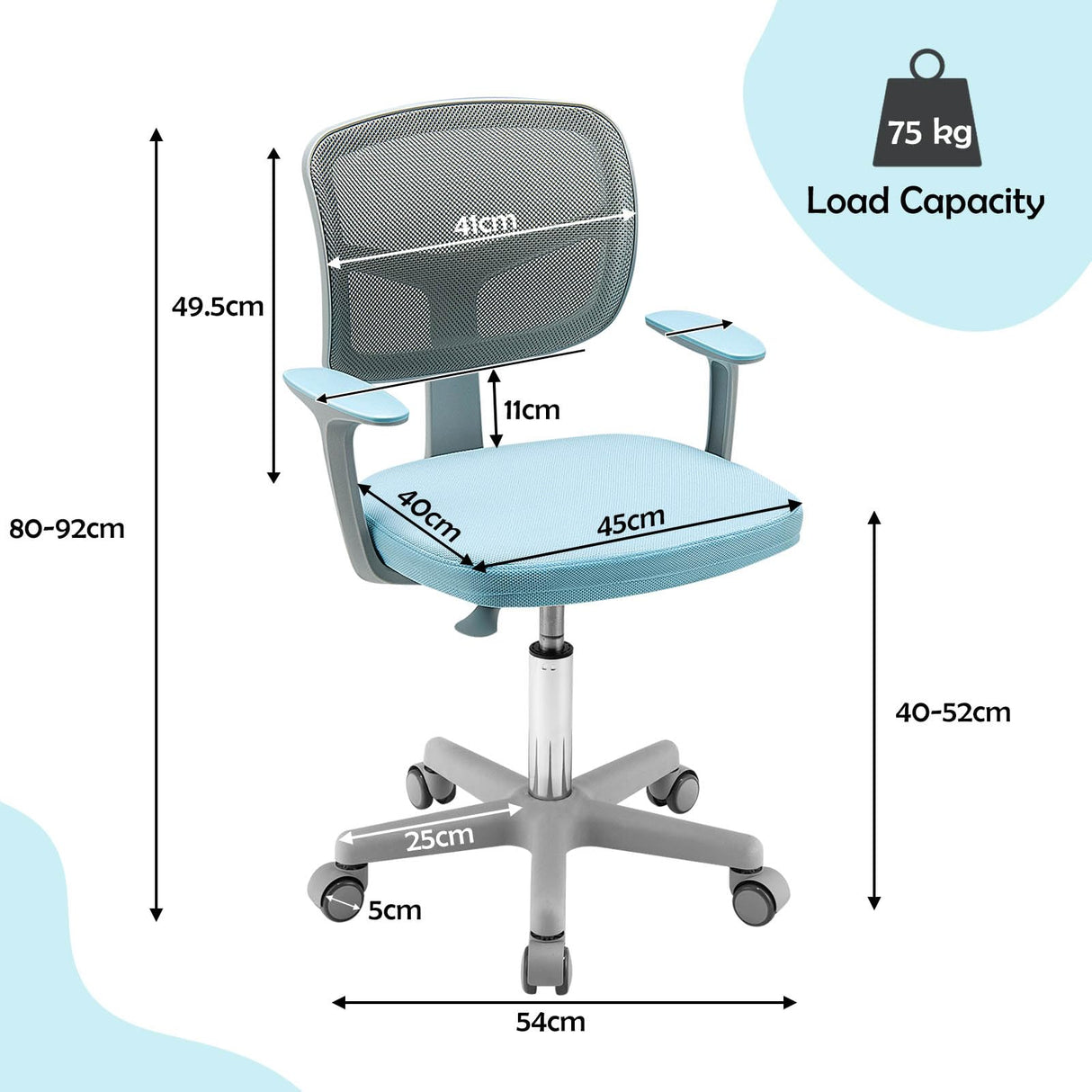 HONEY JOY Kids Desk Chair Children Study Computer Chair with Adjustable Height