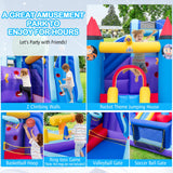 HONEY JOY Inflatable Water Slide Park, Kids Inflatable Jumping Castle w/2 Slides