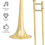 HONEY JOY B Flat Tenor Slide Trombone Brass, B Flat Wind Instrument for Kids Adults with Case, Gloves & Mouthpiece