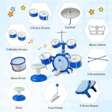 HONEY JOY Kids Drum Set Jazz Drum Kit with Bass Drum, 2 Middle Drums, 2 Snare Drums