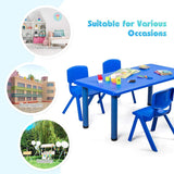 HONEY JOY 7 PC Kids Table and Chairs Set, 6 Stackable Chairs, 120 X 60cm Rectangular Table Set for Children Painting & Playing & Dining & Study