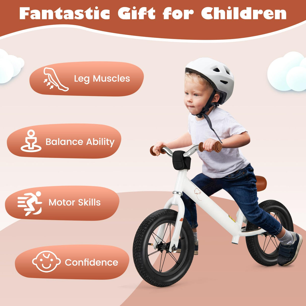 HONEY JOY Kids Balance Bike No Pedal Training Bicycle Adjustable Seat 3+ Years