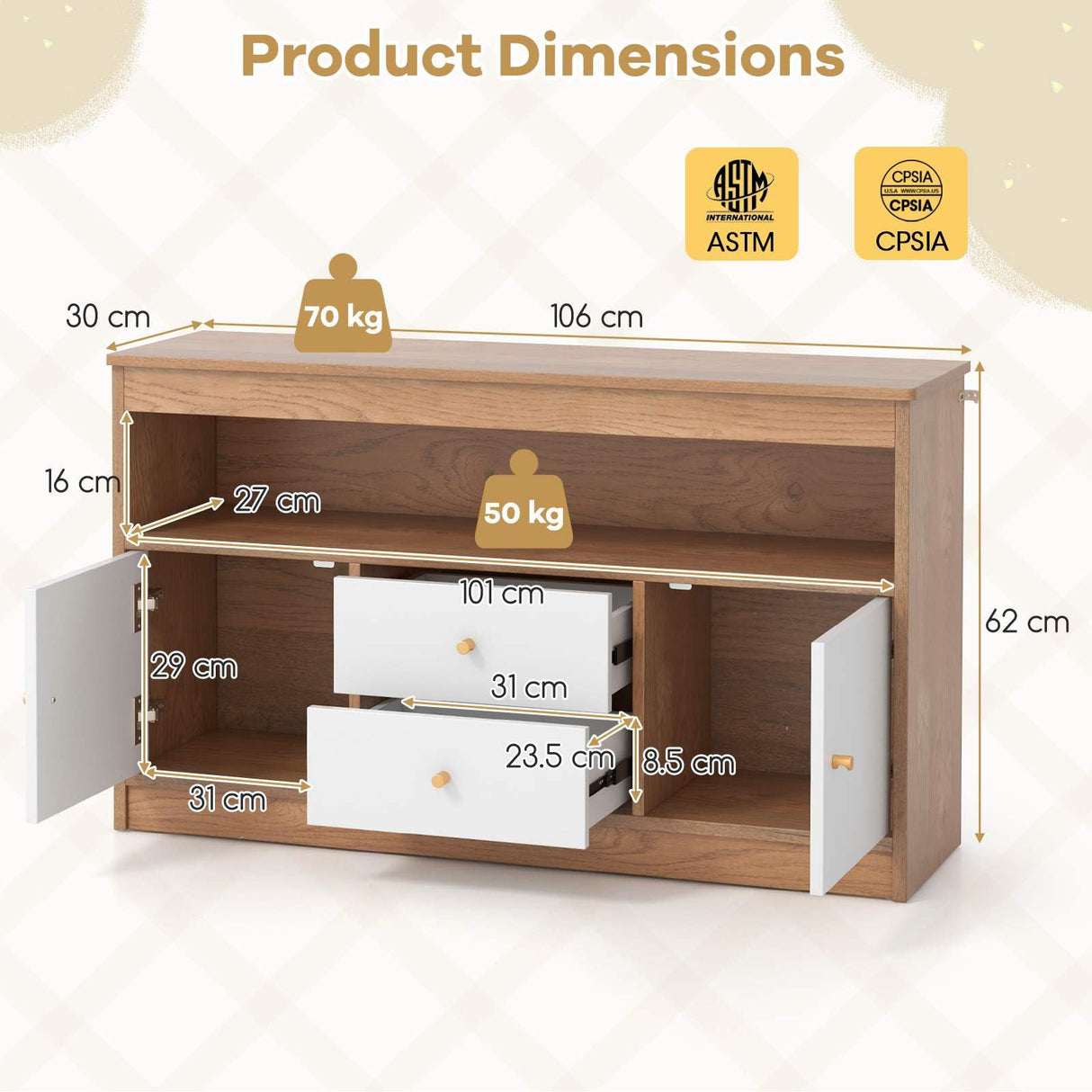 HONEY JOY Toy Storage Organiser for Kids, Storage Chest with 2 Drawers