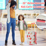 BABY JOY 20” Kids Luggage, Foldable Children Trolley Kids Carry On Luggage with Wheels, Retractable Handle & Airline Approved Design