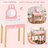 HONEY JOY Kids Vanity Table & Chair Set, Makeup Dressing Table w/Detachable Top, Drawer & Storage Boxes