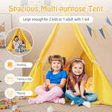 HONEY JOY Kids Play Tent, Triangular Kids & Toddlers Tent with Solid Wood Frame