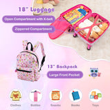 BABY JOY 5 Pieces Kids Luggage Set, Carry-on Children Rolling Suitcase Set w/Backpack, Neck Pillow, Name Tag, Lunch Bag